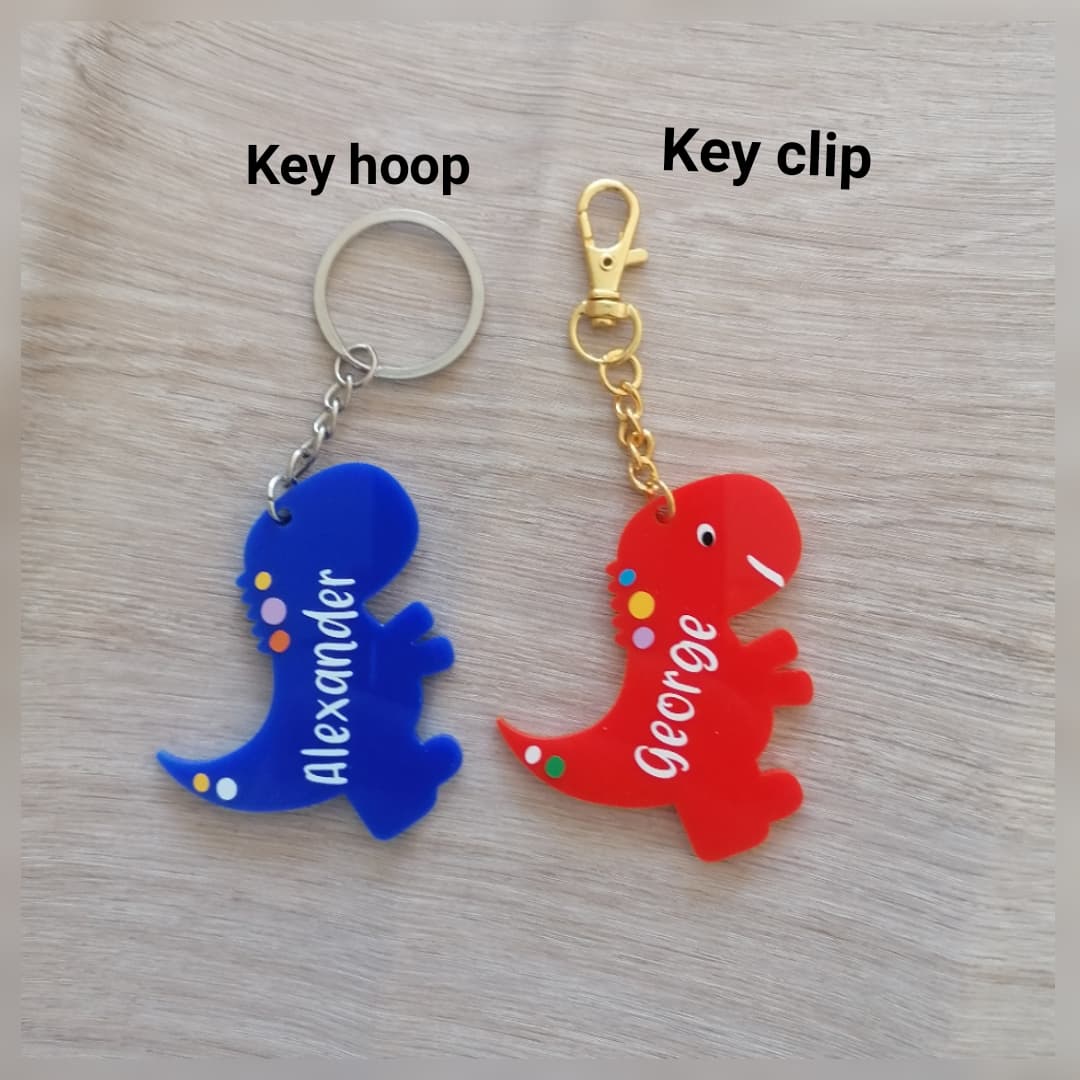 Personalised dinosaur keyring/clip