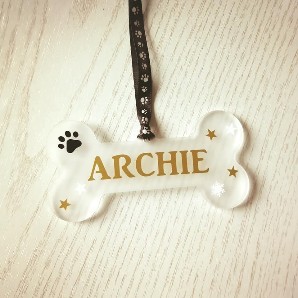 personalised dog pet bone tree decoration xmas dog gift acrylic hanging decor dog xmas 