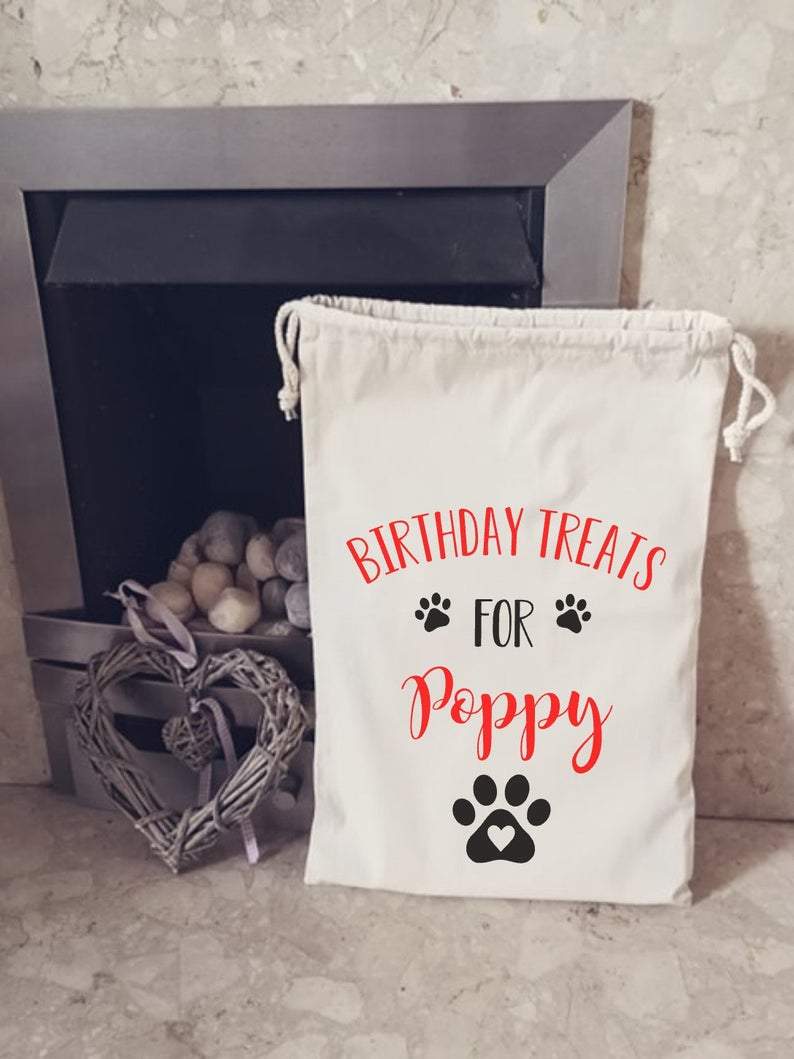 personalised birthday pet dog sack pet birthday treats dog christmas sack