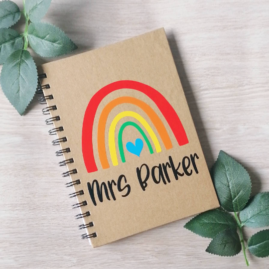 A5 notebook rainbow with name