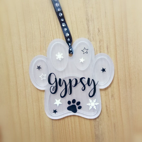 personalised paw print tree decoration xmas dog gift acrylic hanging decor dog xmas 