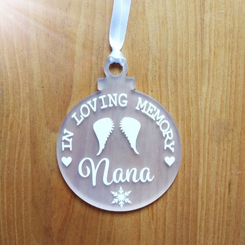 in loving memory personalised hanging bauble frosted acrylic lost love memory