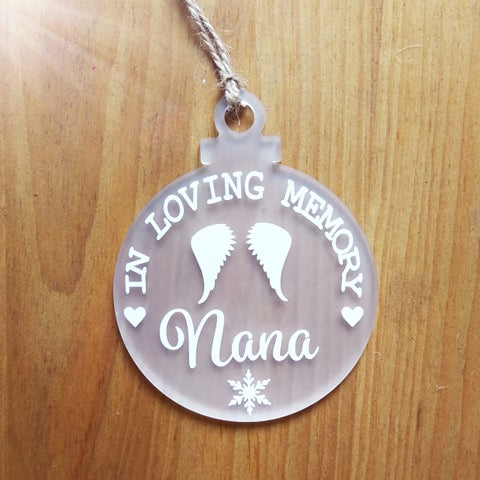 in loving memory personalised hanging bauble frosted acrylic lost love memory