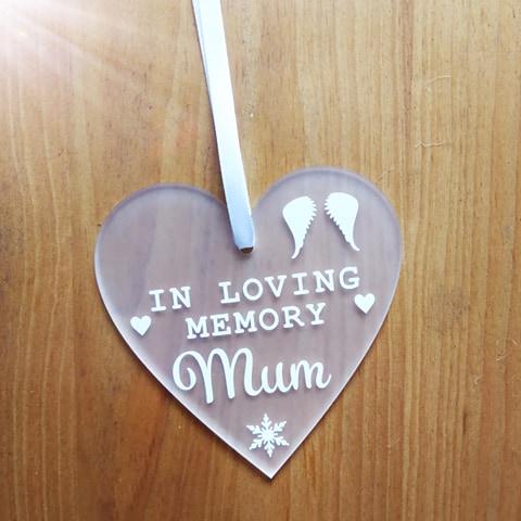 in loving memory personalised hanging heart frosted acrylic lost love memory