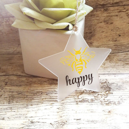 bee happy positive kind gift acrylic decor hanging gift bee kind bumble bee gift