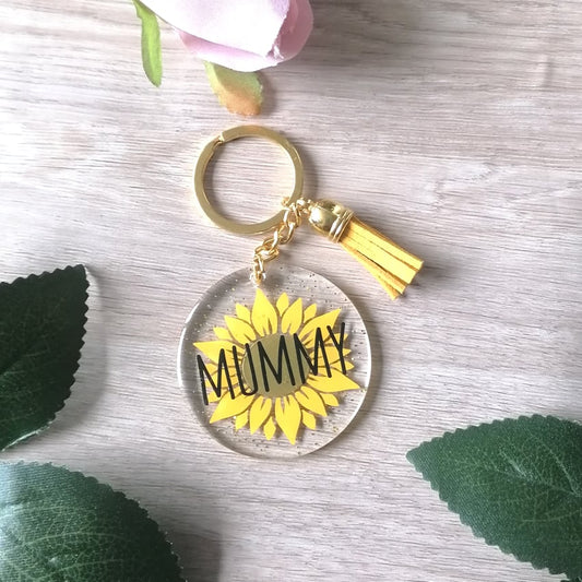 Personalised keyring - sunflower theme